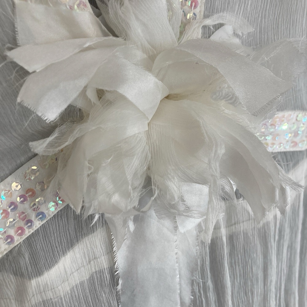 Vtg Scarlett Silk Sequin Bridal Shower Bachelorette Babydoll Chiffon Top Women M - Picture 8 of 14